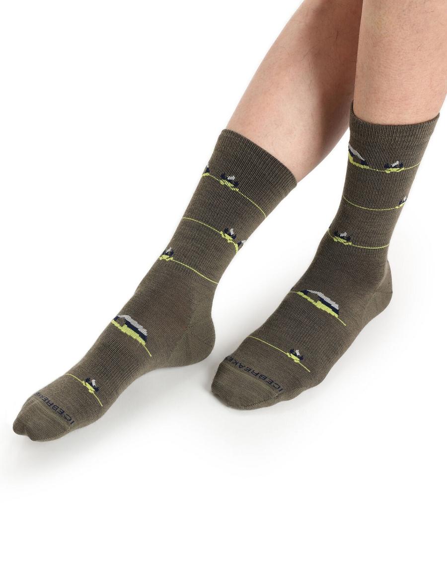 Men's Icebreaker Merino Lifestyle Ultralight Crew Backcountry Camp Socks Loden / Royal Navy | CA 1939SGLO